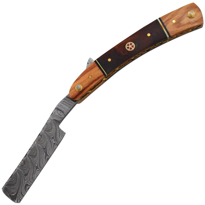 Old Ram Straight Razor | Sharp High Hardness Real Damascus Steel Cutthroat Edge-Blade | Barber Razor (325) - Image 2